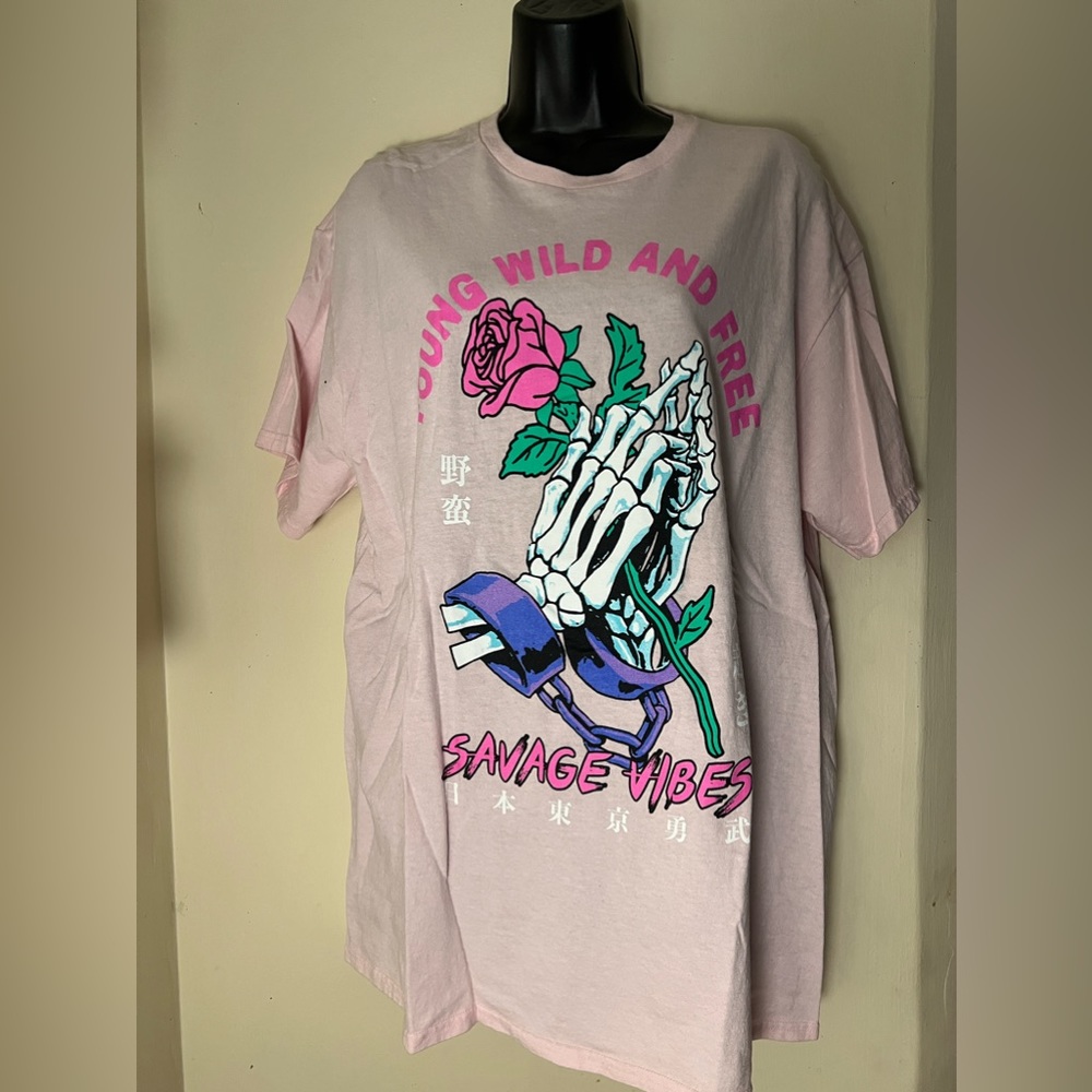 “ Young Wild & Free “  Medium , Pink , Women’s Top